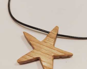 English Oak hand-carved summer shape pendant necklace- star