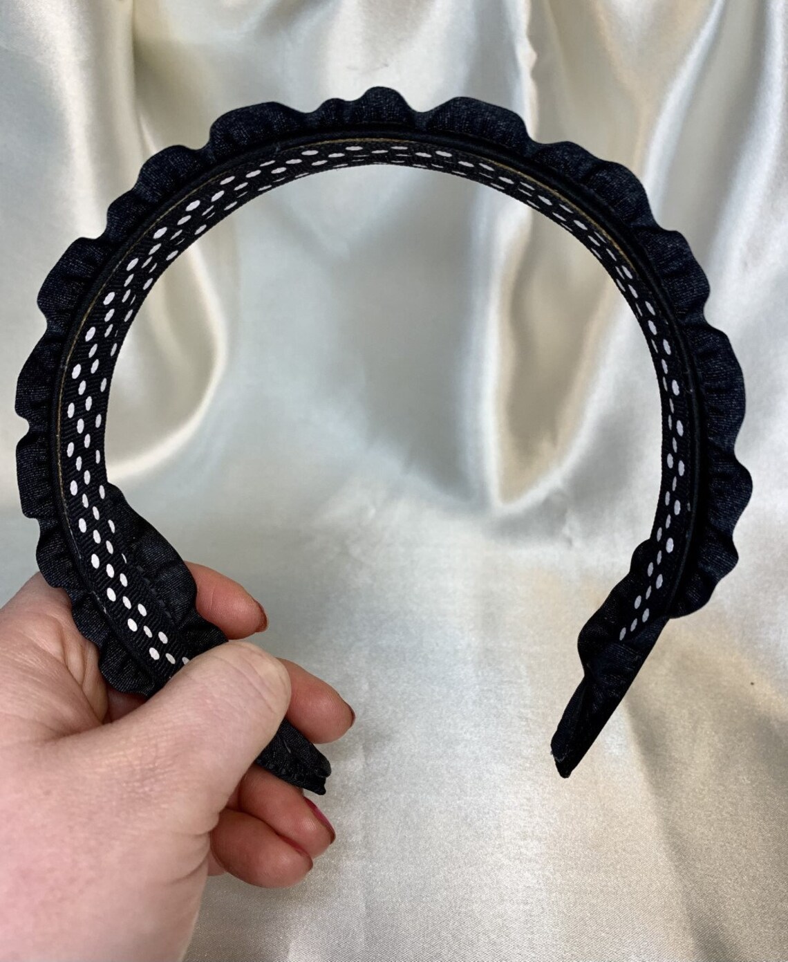 Beautiful Black Headband With Inner White Dots Etsy UK
