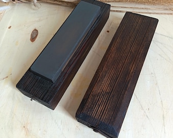 Vintage Hand-Fitted Whetstone, Oil Sharpening Stone in Original Wooden Box