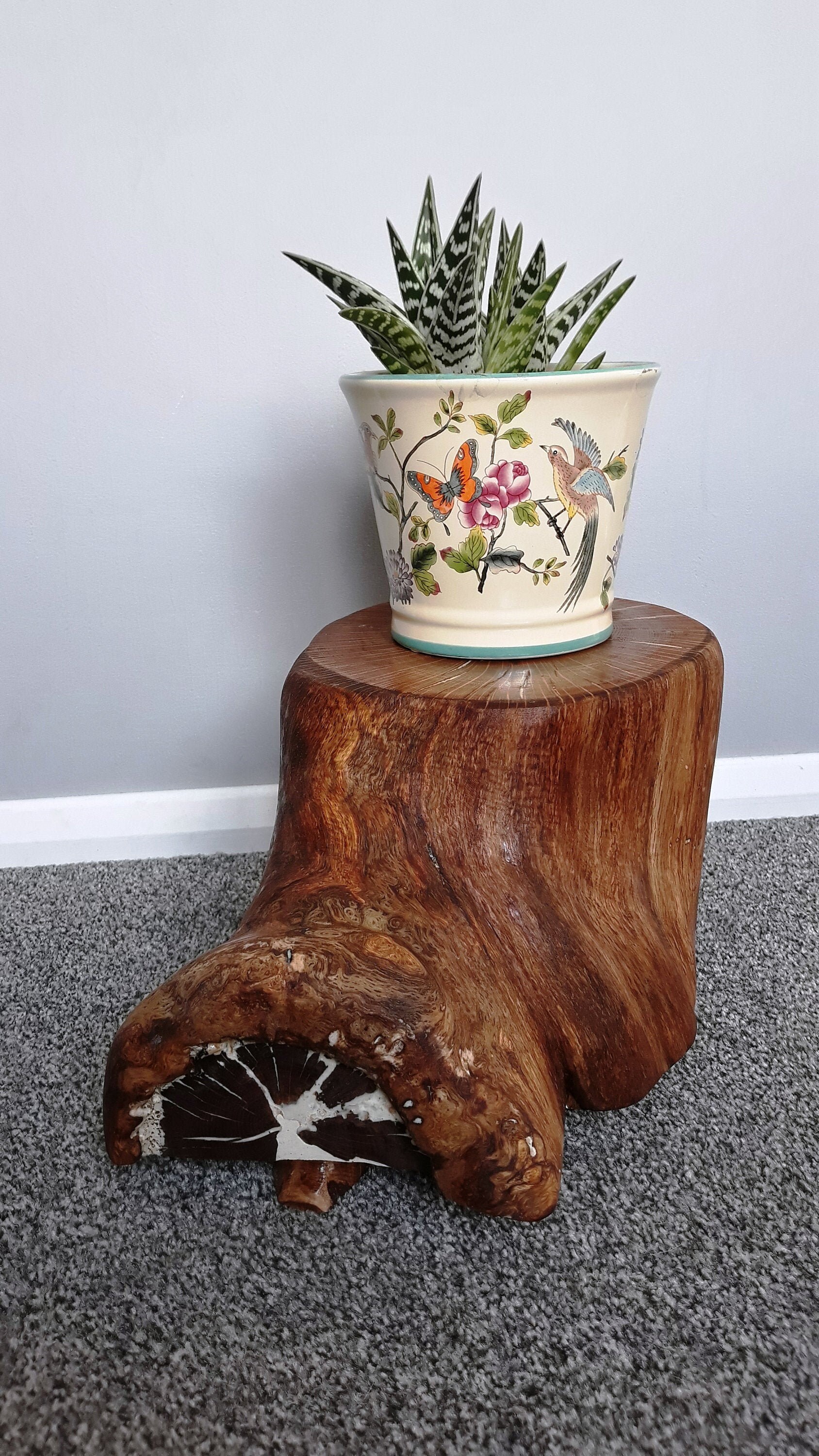 Natural Footed Small Tree Stump Stool Plant Stand Rustic Oak Etsy UK