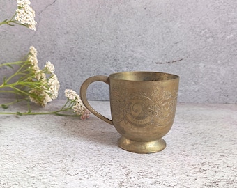Tazza in miniatura vintage placcata in EPNS argentato e incisa a mano - Tazza da battesimo alta 7 cm