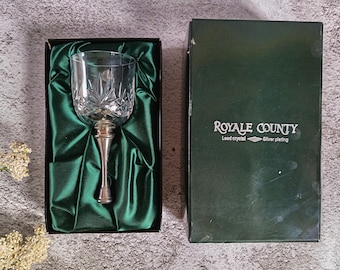 Campanello da tavolo vintage Royale County in cristallo al piombo con manico placcato in argento