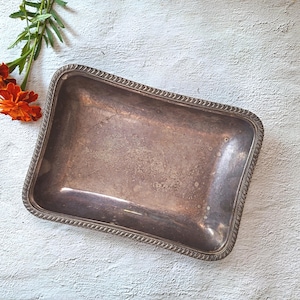 Vintage Rectangular Silver Plated Serving Tray, Platter