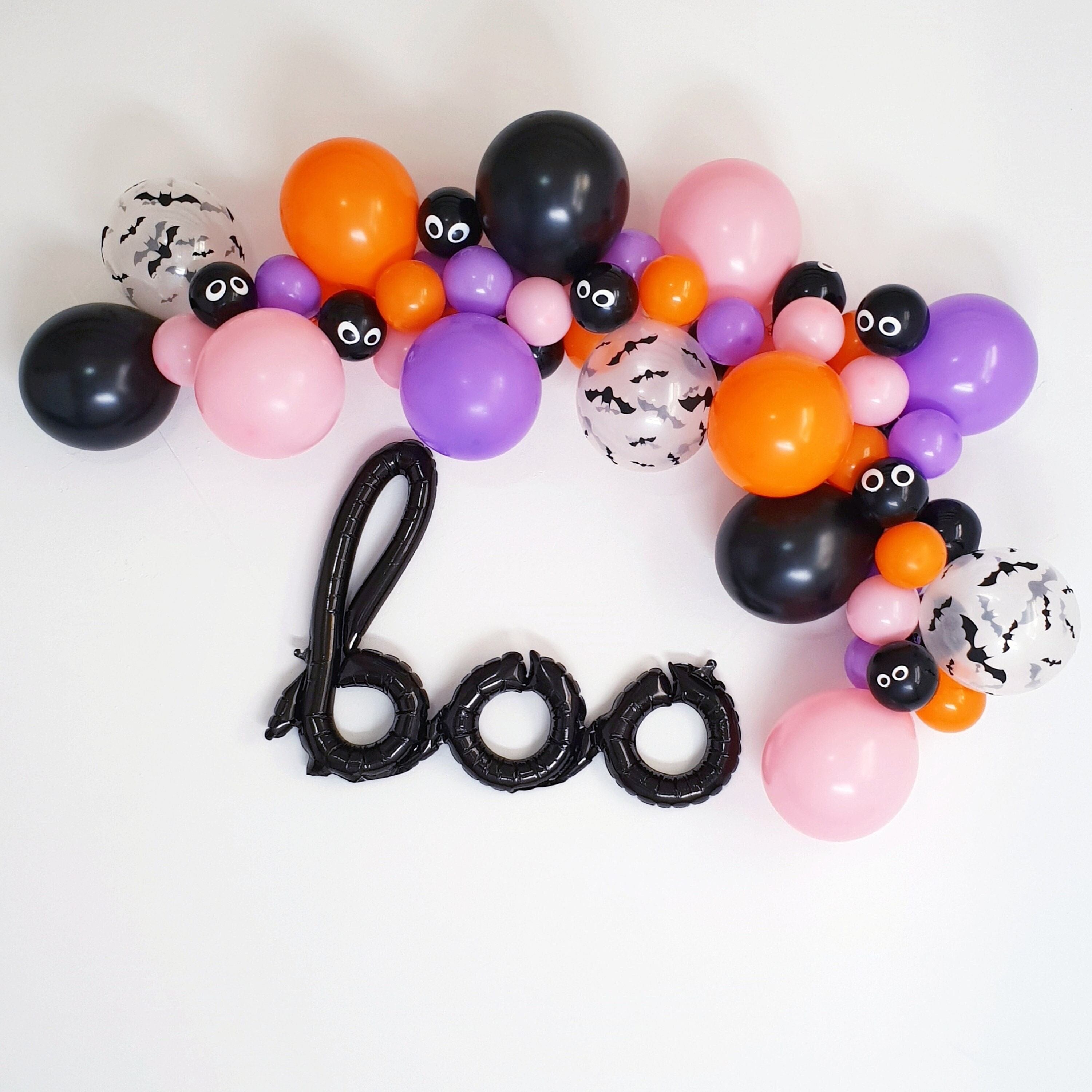 Halloween Balloon Garland, Pink Halloween Decorations, Halloween Birthday Decorations, Pink Halloween Balloons, First Birthday, BOO Party