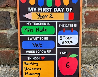 First Day of School Photo Props Back to School Keepsake Wipeable Print My First Day of School Whiteboard Pen Write & Erase Reuse