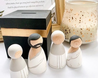 Muslim Peg Dolls Ramadan Eid Gifts Muslim Dolls Hajj Umarah Gifts Wooden Kaabah Money Box Dolls With Headscarf Muslims Dolls Eid Gifts