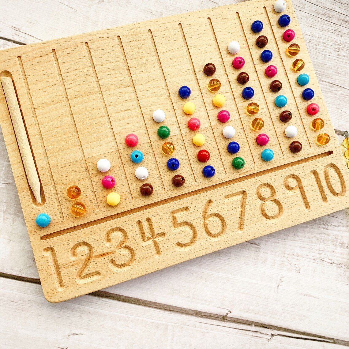 Montessori Number Beads Board Wooden Tracing Numbers & Etsy UK