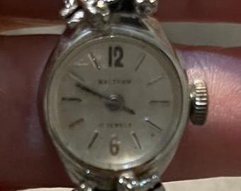 Vintage Waltham 17 Jewel Watch, Wristwatch, Ladies, Stainless, Silver
