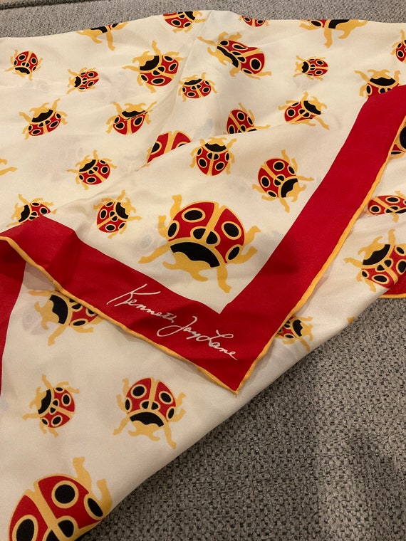 Vintage Kenneth Jay Lane Scarf, Ladybug Scarf,