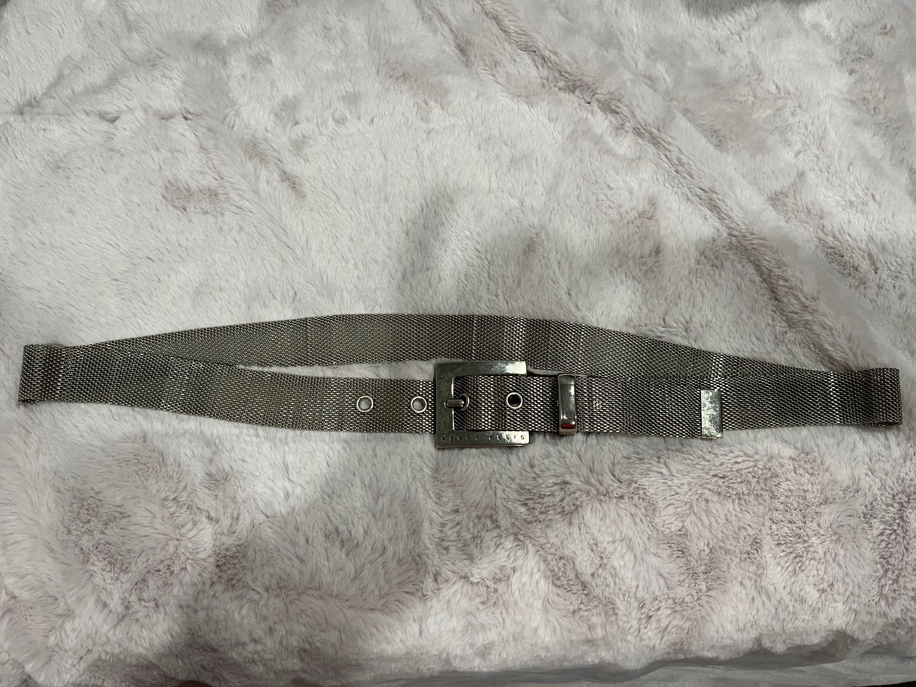 Perry Ellis Mesh Belt, Silver Belt - Etsy