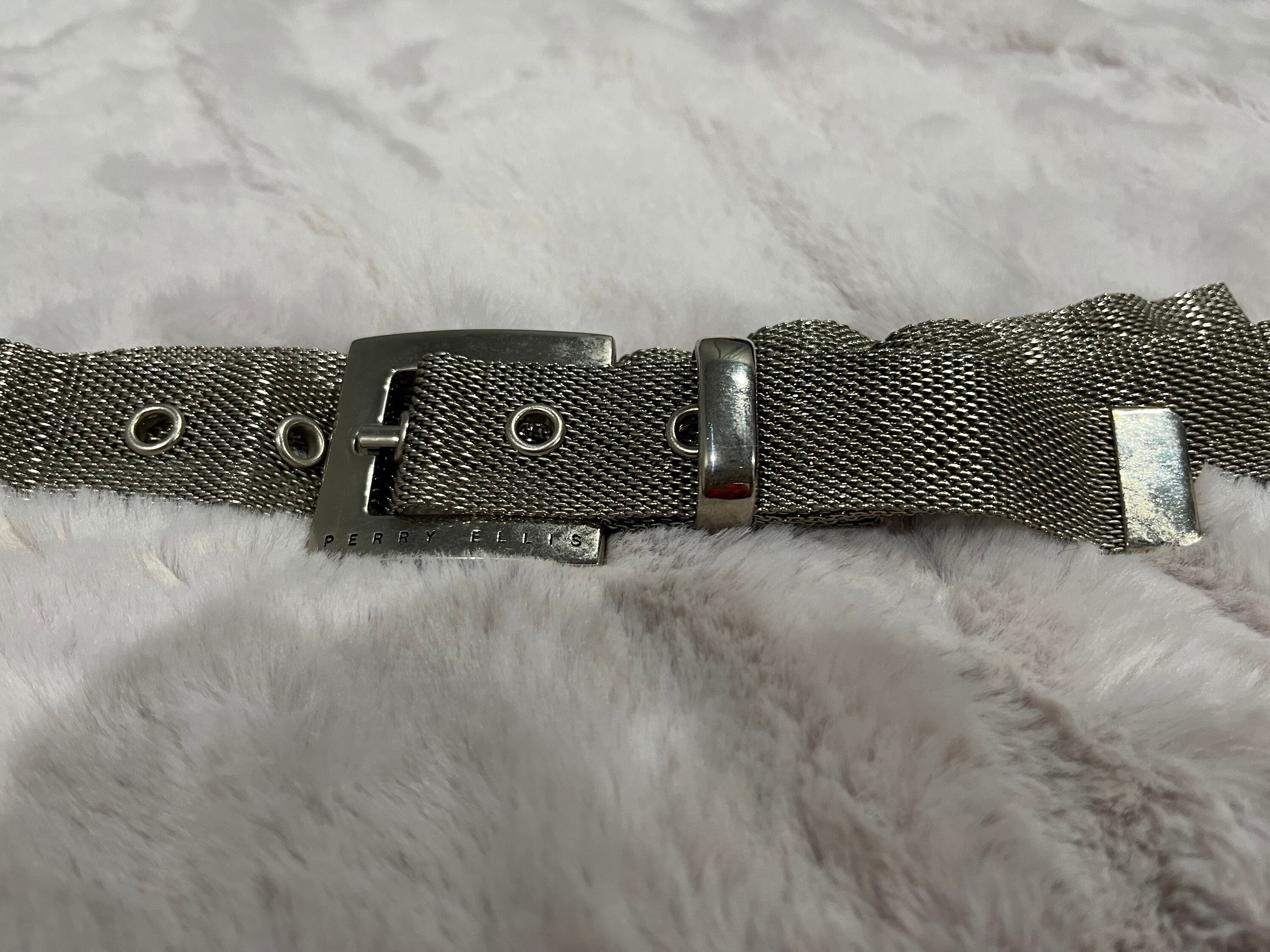 Perry Ellis Mesh Belt, Silver Belt - Etsy display picture 2