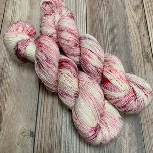 Heart Of A Peony - Hand Dyed Variegated And Speckled Yarn - Superwash Merino Wool/Nylon Blend - Fingering/Sock Weight - DK Weight