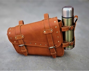 Handmade Leather Pannier Bag Motorcycle Leather Saddle bag Set of 2 motorcycle front bag Side Bag motorcycle Organizer Bag Handle Bar Bag