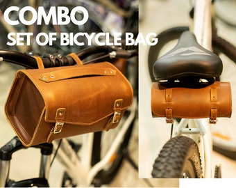 Bicycle Leather Saddle Bag Bike bag Leather Tool Bag Brown Buffalo Leather Panniers bags Bike Handle Bar Bag