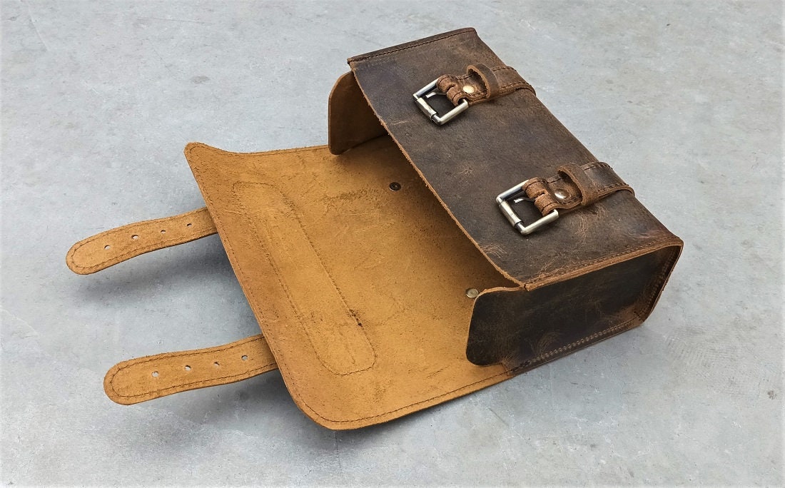 Motorcycle saddle bags leather vintage pannier bag Tool Organizer Leather Tool Storage  leather tool bag  Best gifts for her