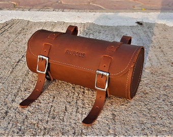 Bicycle Leather Saddle Bag With Free Waterproof Cover Brown Vintage Leather Toolbag Bike Bag Bicycle Pannier Bike Frame Bag Gift For Him