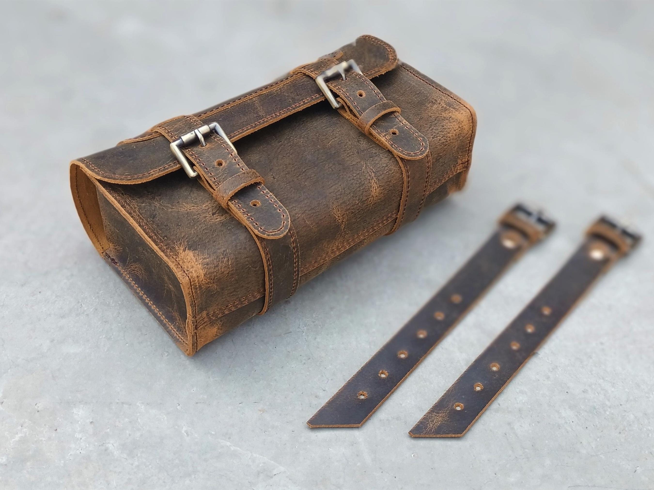 Motorcycle saddle bags leather vintage pannier bag Tool Organizer Leather Tool Storage  leather tool bag  Best gifts for her