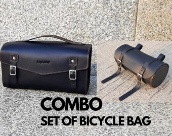 Bicycle Leather Saddle Bag Combo Pack Motorcycle Tool pouch Fork Bag Bike Bag Handlebar bag Motorcycle seat Bag Panniers Bags Gift For Him