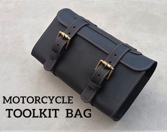 Bolso de cuero vintage para manillar de motocicleta, bolso de sillín de cuero, bolsa de herramientas para motocicleta, bolso de alforja, bolso de bicicleta, bolso de alforjas vintage