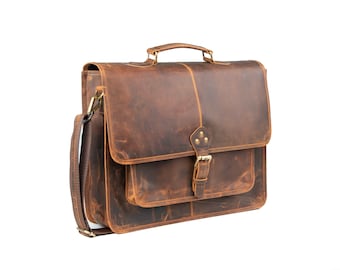 Classic Leather Laptop Bag, Messenger Bag, Vintage Style, Men's Women's Work Bag Briefcase, Men's Shoulder Bag, Crossbody Bag Gift For Her