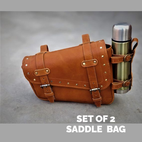 Sacoches De Selle Moto En Cuir Vintage - Paire De Qualité Supérieure, Fait Main En Inde, Marron