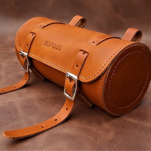 Bicycle Saddle Bag Vintage tan leather utility bag Bicycle Tool Bag motorcycle Panniers bag Bike bag Free Waterproof cover