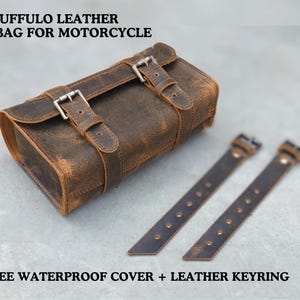 Motorcycle Tool Bag, Vintage Leather with Brass Buckle