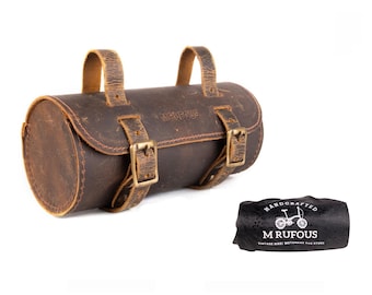 Grain Leather Bag, Brown Bike Saddle Mount with Brass Buckle