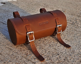 Sac de selle de vélo, Sac à outils en cuir vintage marron, Sac de selle de moto, Sac de vélo en cuir, Sac de guidon, Accessoires de vélo en cuir