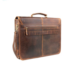 Handmade Buffalo Leather Messenger Cross-Body Laptop Bag Office Handbag Briefcase Rustic Vintage Messenger Bag for Men Women Valentine Gift zdjęcie 2