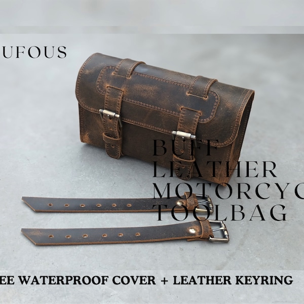 Motorcycle Vintage Leather Tool Bag - Durable Handcrafted Saddle Pouch for Biker Gear - Unique Gift for Motorcyclist , motorcycle pannier