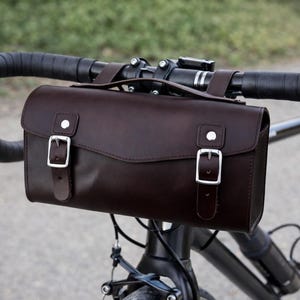 ブラウンの自転車用レザーバッグ、レザーツールバッグ、自転車用パニアバッグ
