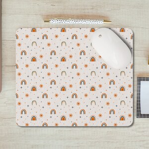 Boho Rainbow Sun Mouse Pad | Boho Office Decor | Computer Mousepad | Aesthetic Desk Accessories | Gifts Under 20 | Cute Mouse Pad