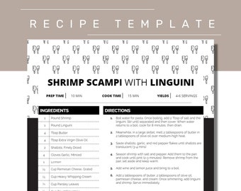 Editable Recipe Template for Google Docs | Printable Recipe Binder Sheet | Personalized Recipe Book | DIY Cookbook | 8.5x11