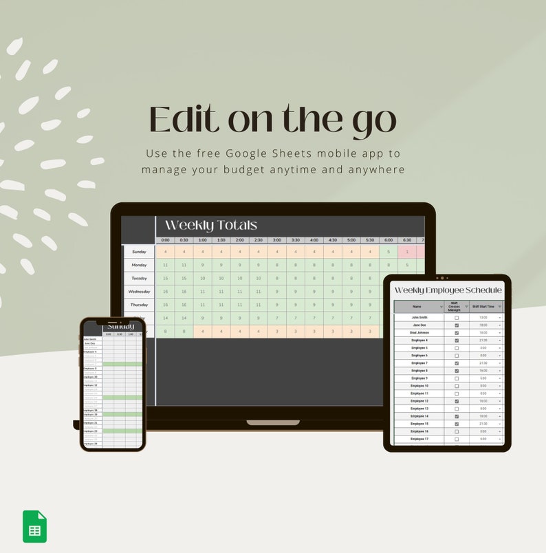 Employee Shift & Schedule Manager Template Google Sheets Etsy
