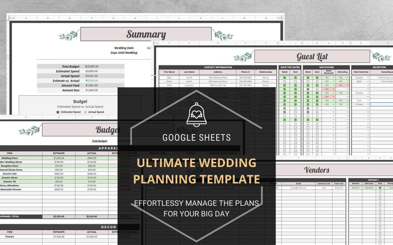 Ultimate Wedding Planning Template For Google Sheets Etsy