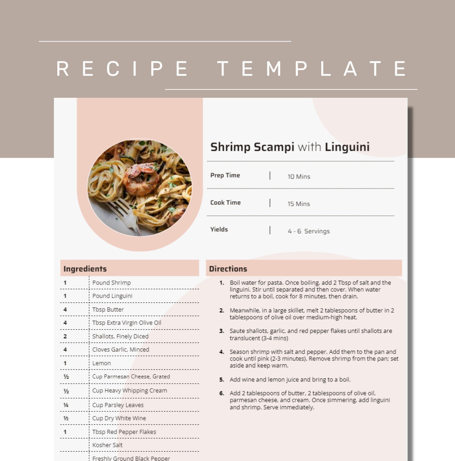 Recipe Template for Google Docs | Printable Recipe Binder Sheet | Personalized Recipe Book ...