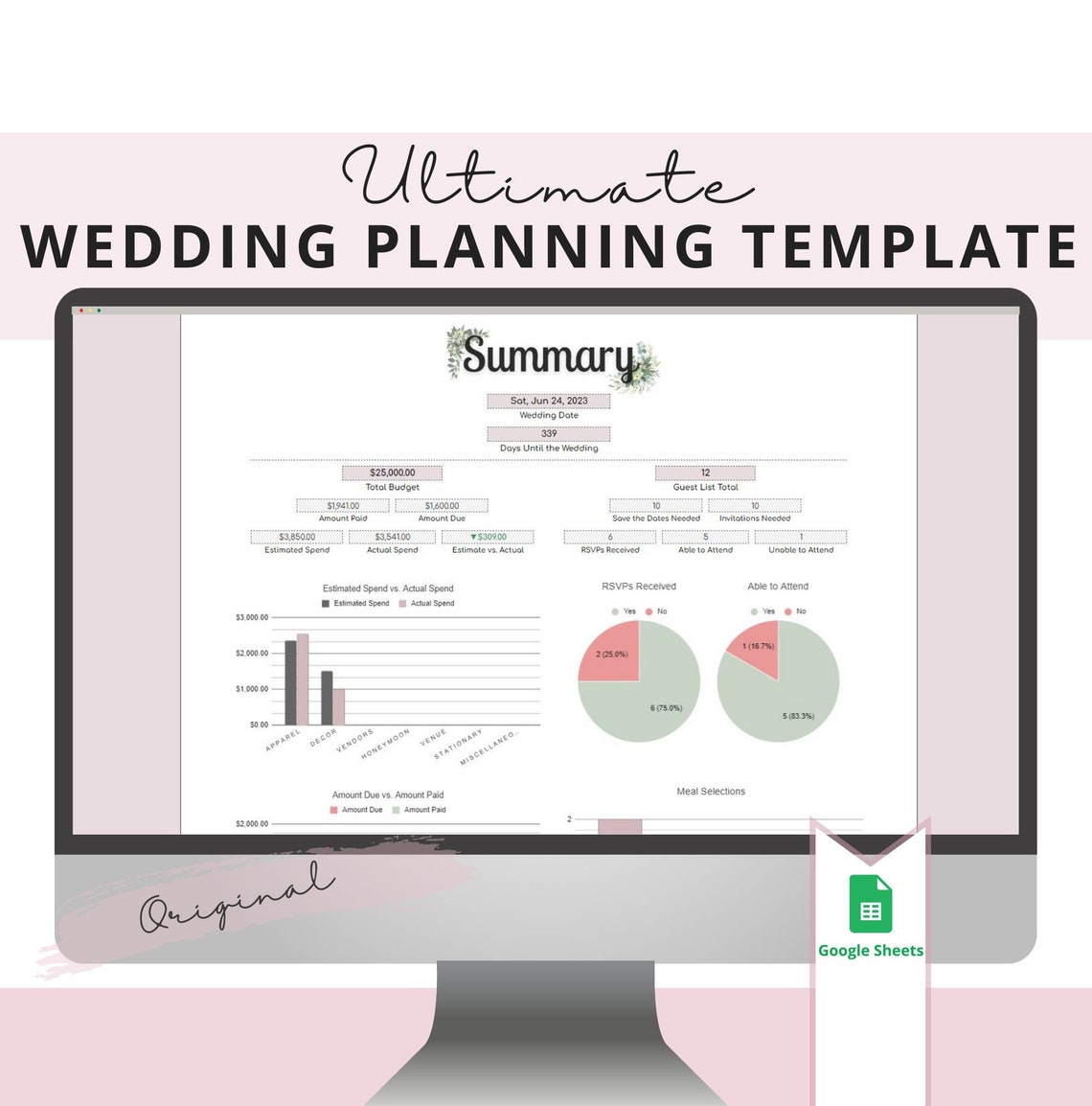 Ultimate Wedding Planning Template for Google Sheets Etsy