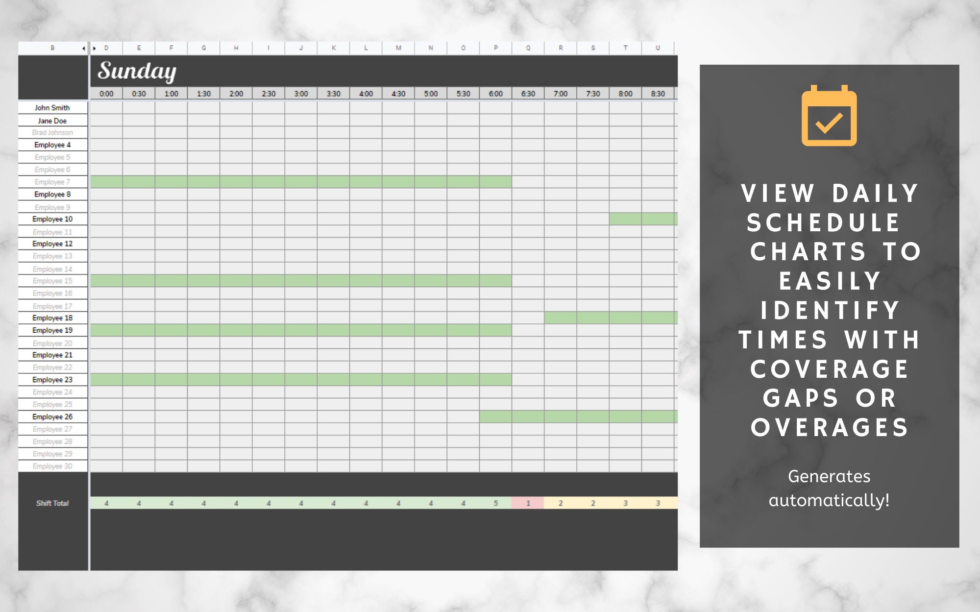 Employee Schedule/Shift Manager Template for Google Sheets Etsy