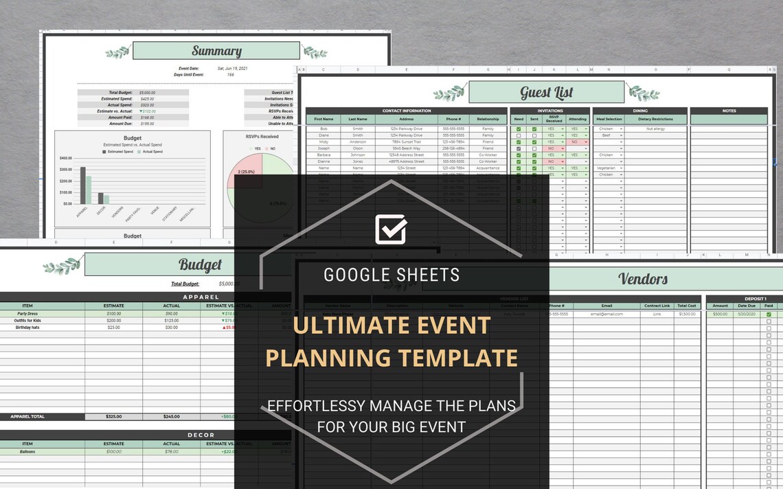 Ultimate Event Planning Template For Google Sheets Automated Etsy