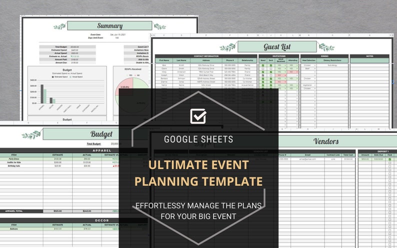 Google Sheets Event Planning Template