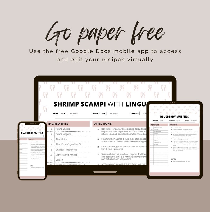 Editable Recipe Template for Google Docs Printable Recipe Binder Sheet Personalized Recipe Book ...