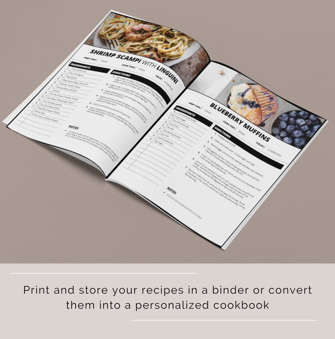 Editable Recipe Template for Google Docs | Bold &amp; Modern | Printable Reciper Binder Sheet PDF ...