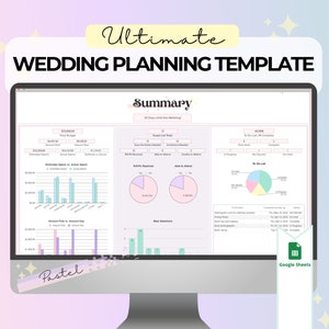 Ultimate Wedding Planning Template (Pastel) | Digital Wedding Planner | Google Sheets | Wedding Budget | Automated | Wedding Checklist
