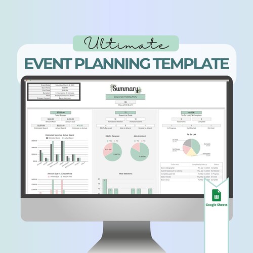 Ultimate Event Planning Template for Google Sheets | Automated | Event Planner | Event Budget | Party Planner | Digital Planner | Guest List