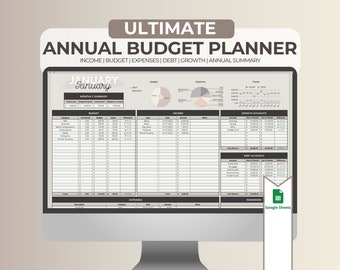 Annual Budget Spreadsheet | Monthly Budget | Expense Tracker | Google Sheet | Financial Planner | Personal Finance | Automated