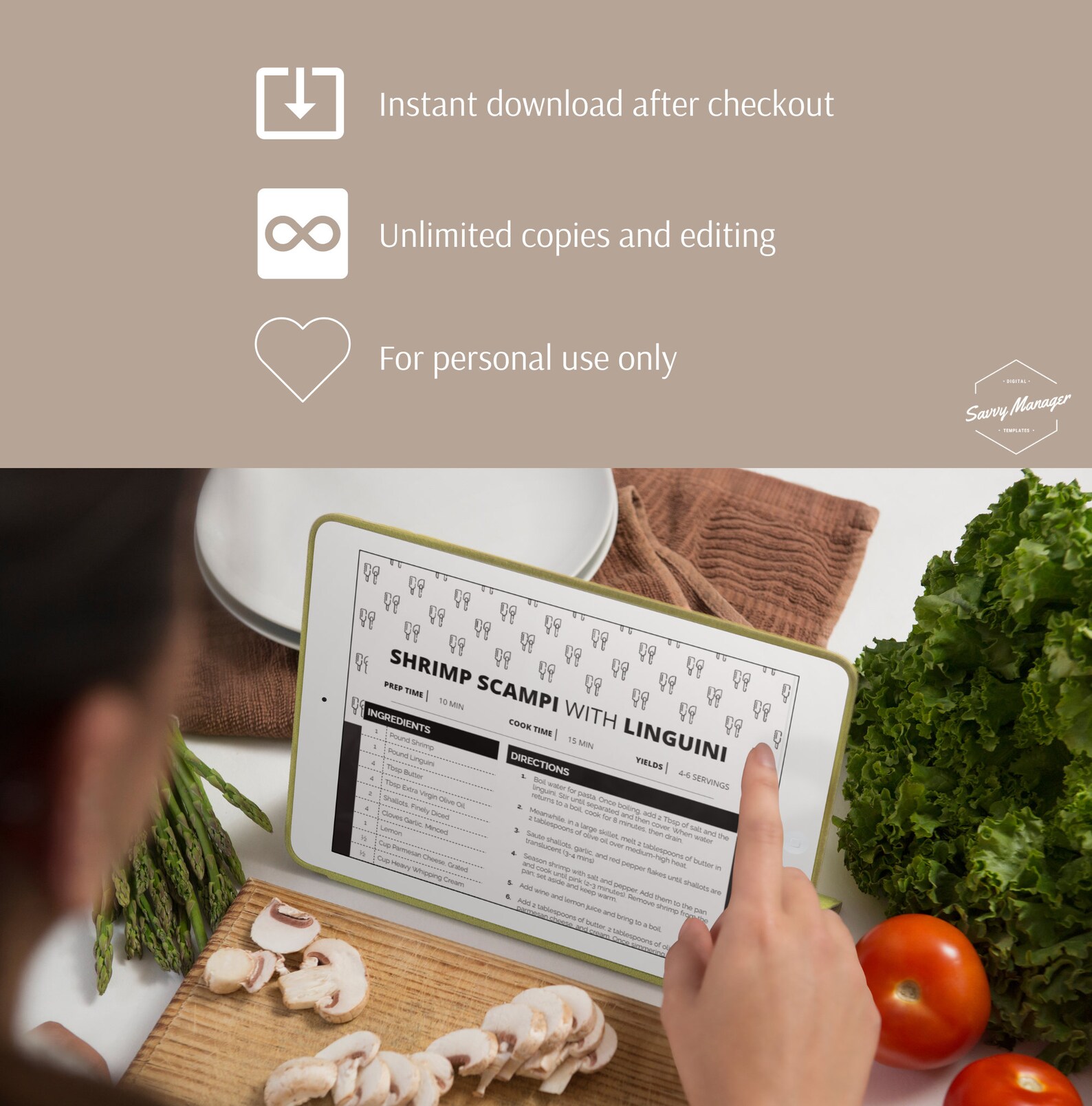 Editable Recipe Template for Google Docs | Printable Recipe Binder ...