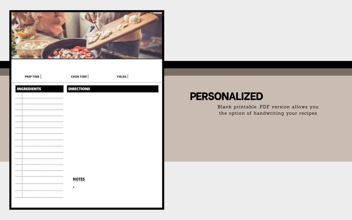 Editable Recipe Template for Google Docs | Bold & Modern | Printable Reciper Binder Sheet PDF ...