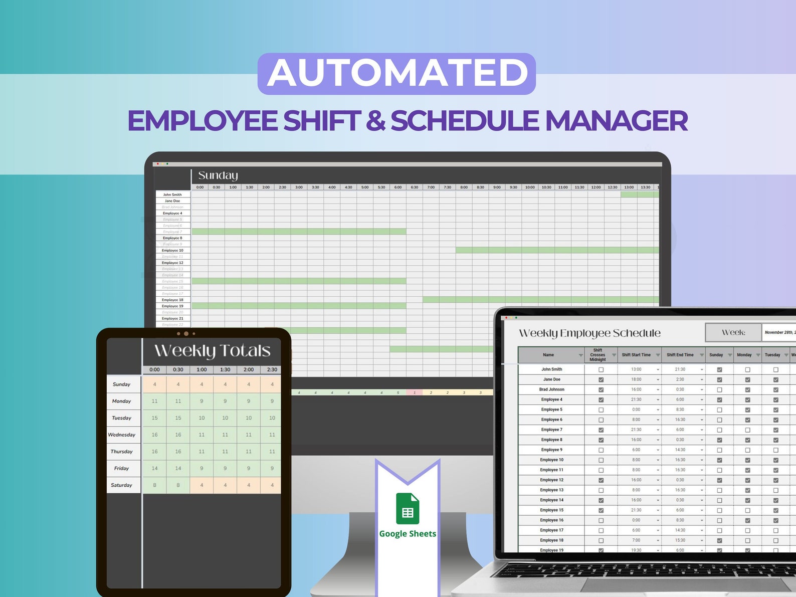 Employee Shift & Schedule Manager Template | Workforce Management Tool ...