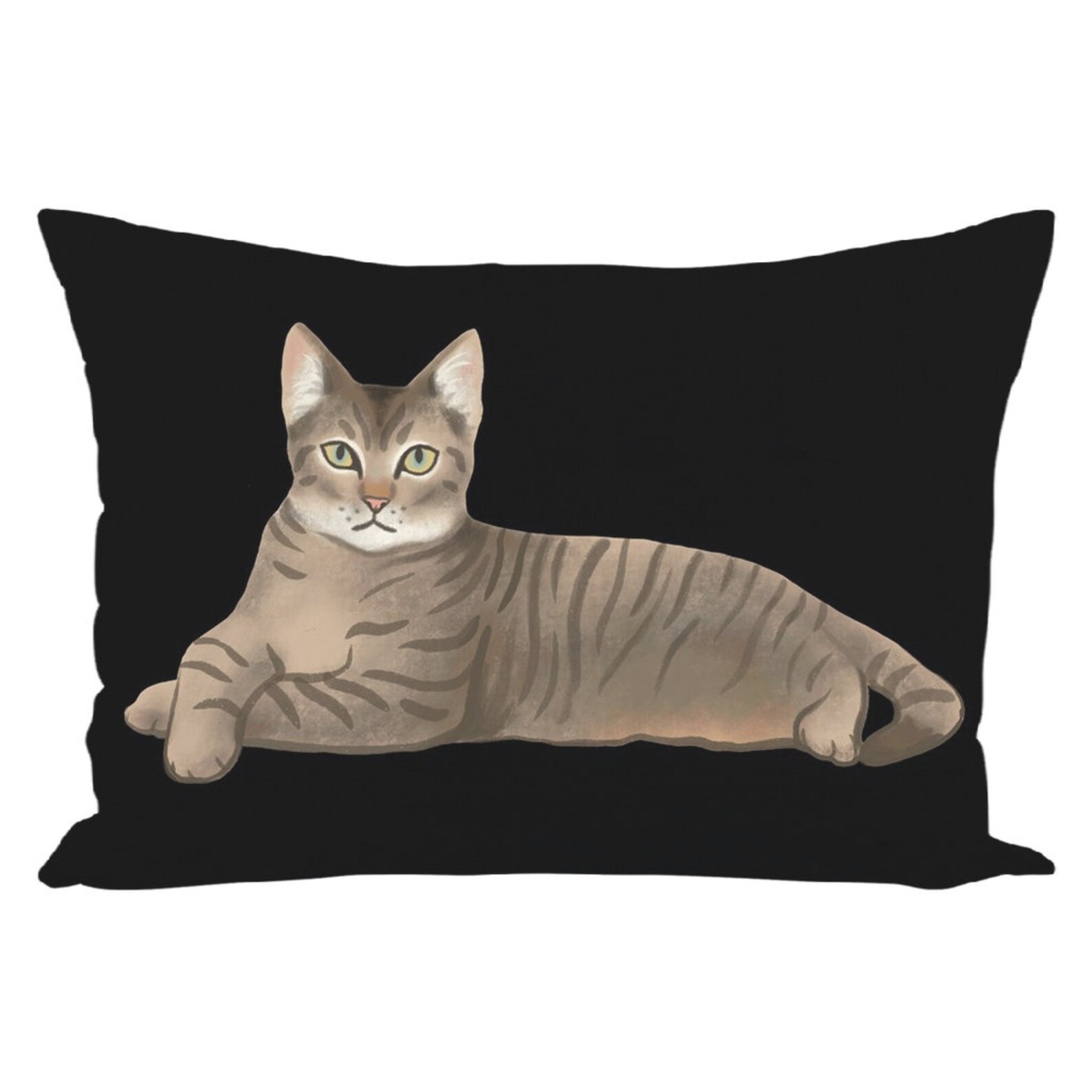 Cat Pillowcase Brown Tabby Cat Lumbar Pillow 12x18 Etsy